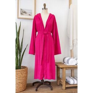 Akova Turkey Pink Robe L Cover Up Beach Swimwear Tunic Boho Coastal 100% Cotton